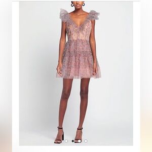 DX COLLECTION Floral Ruffle Tulle Tiered Dress